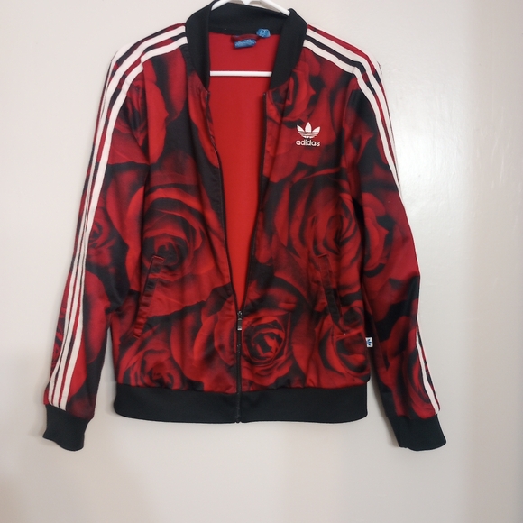 Adidas Women's Rose Print Track Jacket - Picture 1 of 7